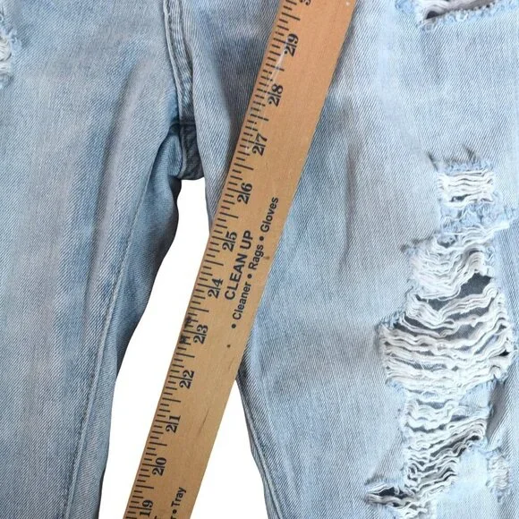 Abercrombie & Fitch Light Wash Distressed Jeans Size 8 W29 Ripped Straight Leg - Picture 9 of 10